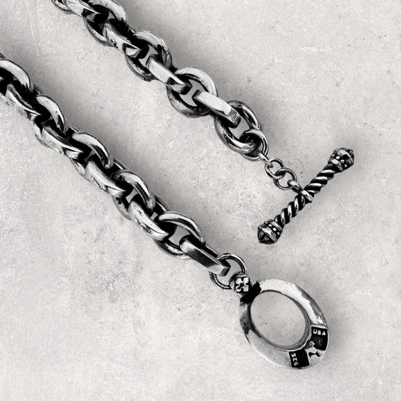 925 Sterling Silver 9.5mm Oval Cable Chain Bracelet - Picture 2 of 2